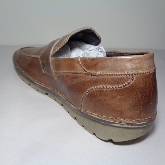Roan Size 11 M FAULKNER Tan Rustic Leather Slip On Loafers New Men\'s Shoes main image 8